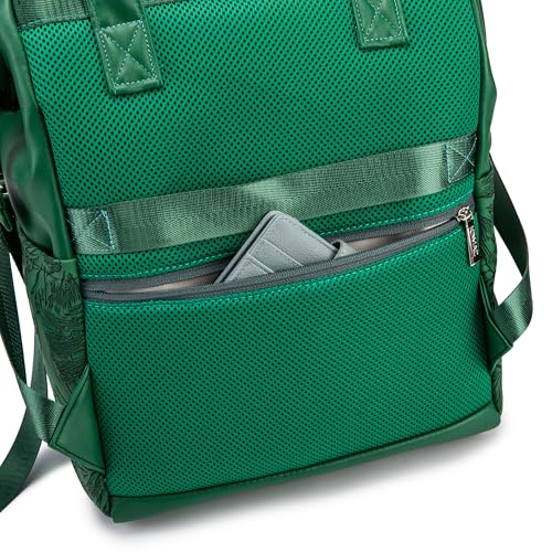 Kinmac Wide Open Style Laptop Backpack for Laptop Up to 15.6 Inch Men Women Travel Outdoor Backpack (Green Leaves PU) - color: Green Leaves Pu