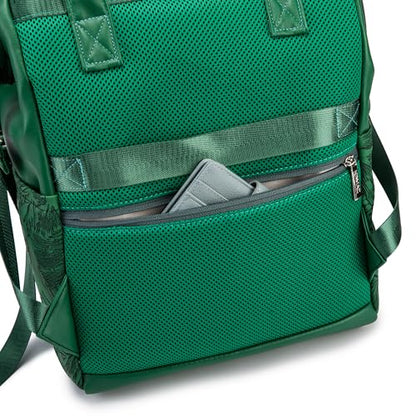 Kinmac Wide Open Style Laptop Backpack for Laptop Up to 15.6 Inch Men Women Travel Outdoor Backpack (Green Leaves PU) - color: Green Leaves Pu
