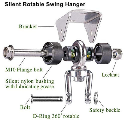 SELEWARE Anti-Squeaking Swing Hanger Stainless Steel Swing Set Hook Ceiling Mount Bracket for Hammock Chair Toddler Swing Yoga Swing Punching Bag - color: Silver ( 1 Pack 360° Swing Hanger )