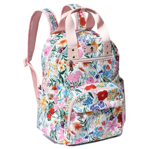 ESVAN Diaper Bag Backpack, Large Capacity Multifunction Baby Essentials Fashion Travel Pack Linen Canvas office Laptop Bag (Canvas Pink) - color: Canvas Pink