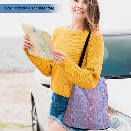 Waterproof Backpack Blue Purple Leopard Print Casual Bags for Women Anti-theft Daypacks Fashion Versatile Bag - color: Blue Purple Leopard Print, size: No Custom