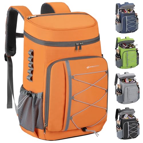 Maelstrom Cooler Backpack - 35/50 Can Insulated Soft Cooler Lunch Bag for Camping, Beach, Hiking & Shopping - color: Orange, size: 50 Can