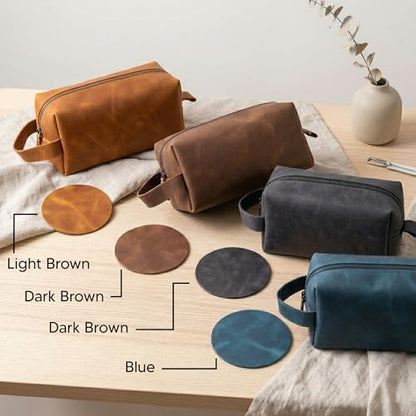 Motiwear Custom Leather Toiletry Bag for Men Personalized Dopp Kit Travel Grooming Organizer Gift for Him Stylish - Black - color: Black