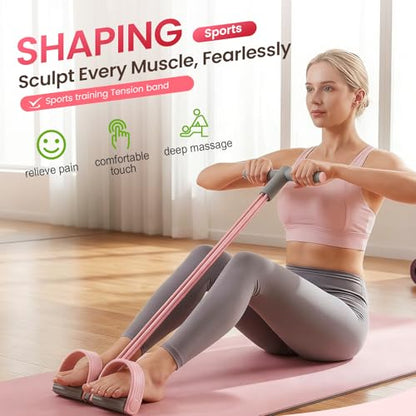 Pedal Resistance Band with Handles, 2026 Upgrade 6-Tube Pedal Resistance Band Multifunction Elastic Yoga Resistance Band for Full Body Workout, Stretching, Waist, Arm, Leg - color: pink