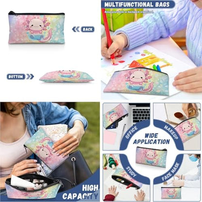 Axolotl Backpack for Girls Boys Soft School Backpacks Bookbag with Lunch Bag Handbag Shoulder Bag and Pencil Case Travel Daypack 3 PCS Set - color: Axolotl Cute