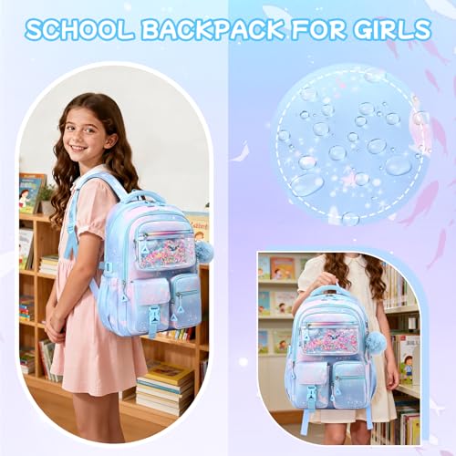 Girls Backpack,School Bag for Kids,Primary,Elementary,teen ages 6-15 Girls Bookbag,Students Kawaii Backpack Blue dolphin - color: Blue Dolphin