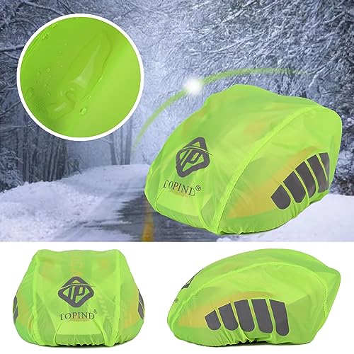 TOPIND Bike Helmet Cover High Visibility Waterproof Cycling Helmet Rain Cover with Reflective Strip Dustproof Breathable Mountain Road Bicycle Helmet Snow Cover Ride Gear - color: Green, size: Large
