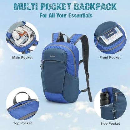 G4Free 18L Hiking Backpack Small Lightweight Foldable Packable Travel Daypack with Thickened Back Panel for Men Women (Blue) - color: Blue