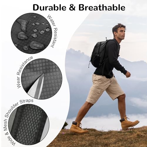 Small Hiking Backpack, 15L Nylon Ultralight Collapsible Backpack - color: Black
