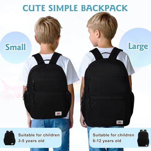 VASCHY School Backpack, Lightweight Classic Cute Aesthetic Bookbag Daypack for Teen Boys Girls Traveling/Gym/Middle School Black - color: Black-l, size: Large-17in