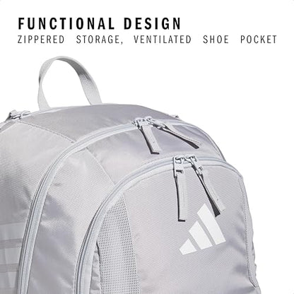 adidas Stadium 4 Soccer Backpack – Team Sports Bag with Ball Pocket, 36L - color: Light Grey