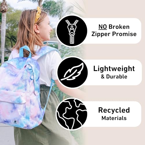 Fenrici Tie Dye Backpack for Girls, Teens, Girls' Backpack for School, Kids' Bookbags with Padded Laptop Compartment, Tie Dye, Pink, Pastel, 17 Inch - color: Pink Tie Dye