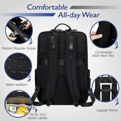 LORADI Large Dad Diaper Bag Backpack, Tactical Style, Black | Stroller Clips, Luggage Sleeve for Travel, Insulated Pockets - color: Black