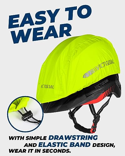 VICTGOAL Bike Helmet Cover with Reflective Stripes Waterproof Windproof Bicycle Helmets Rain Covers for Mountain Road Bike Cycling - color: Yellow