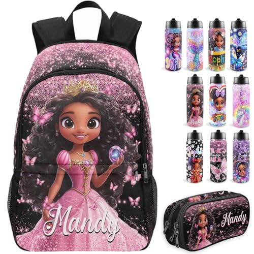 M YESCUSTOM Back to School Custom Backpack For Kids, Personalized Princess Pattern Backpacks For Girls, Customized Name Backpacks, Custom Bookbag Set Gifts for Daughter Granddaughter - color: D08
