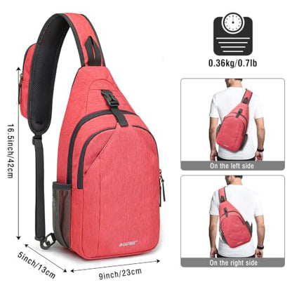 G4Free Sling Bag for Men and Women, RFID Blocking Crossbody Bag, Lightweight Sling Backpack for Travel, Hiking, Walking and Daily Use - color: Red