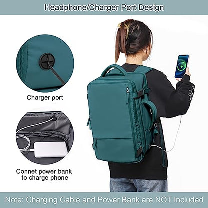 Sinaliy Travel Backpack for Men, 40L Carry On Backpack, 17 Inch Laptop Backpack, Waterproof Backpack, College Bookbag, Person Item Flight Approved Trave Bag for Women - color: Peacock Blue