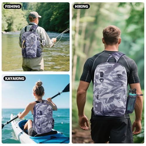 THKFISH IPX8 Waterproof Fishing Backpack with Rod Holder, Lightweight Fishing Sling Bag, Move Freely Fish Gifts for Men - color: Camo-sling Bag