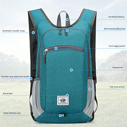 DOJUNS Hiking Backpack 15L Small Travel Backpack Lightweight Foldable Daypack Packable Camping Backpacks for Women Men (Black) - color: Black
