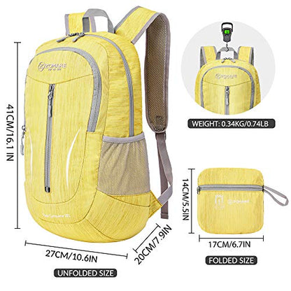 ZOMAKE 25L Ultra Lightweight Packable Backpack, Foldable Hiking Backpacks Water Resistant Small Folding Daypack for Travel(Yellow) - color: Yellow