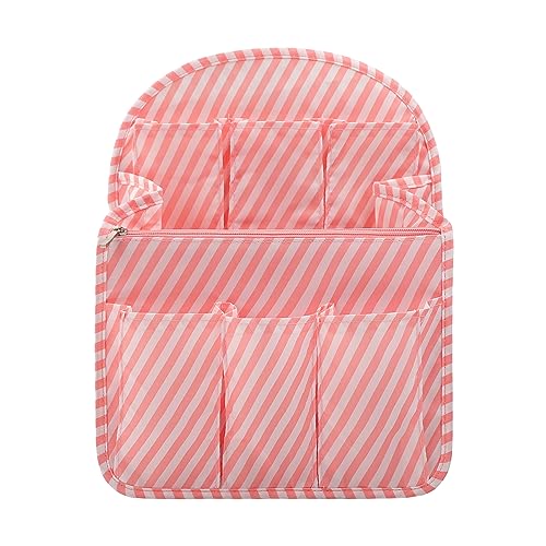 Surblue Backpack Organizer Insert Liner Hanging Travel Rucksack Purse and Handbag Insert Pocket, High-capacity Divider Foldable Nylon Shoulder Bag Organizer for Men and Women, (Pink, L) - color: Pink, size: L
