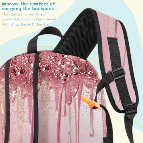 (No Glitter Laptop Backpack for Women Men, 18.3 Inch Travel Work Backpacks, Pink Waterproof Computer Casual Daypack Nurse Teacher Bags - color: Multicolor 8