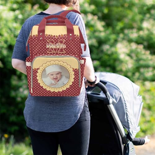 Newcos Custom Photo Diaper Backpack with Name for Mom Baby, Personalized Baby Diaper Bag Water Bottle, Customized Nursing Bags Tote Mommy Bag for Newborn Wife Women Travel Birthday Mother Day Red - color: Patten 16