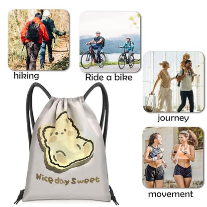 Drawstring Backpack Draw String Bag Sports Gym Bags Waterproof Cute Aesthetic Sackpack for Women(13"×17")-bear - color: Z20-bear