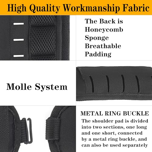 2-in-1 Tactical MOLLE Plate Carrier & Backpack Shoulder Pads - Adjustable, Padded, 500D Nylon, Durable Outdoor Gear for Men & Women - color: Black