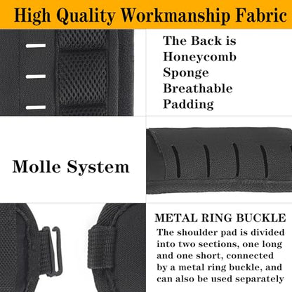 2-in-1 Tactical MOLLE Plate Carrier & Backpack Shoulder Pads - Adjustable, Padded, 500D Nylon, Durable Outdoor Gear for Men & Women - color: Black
