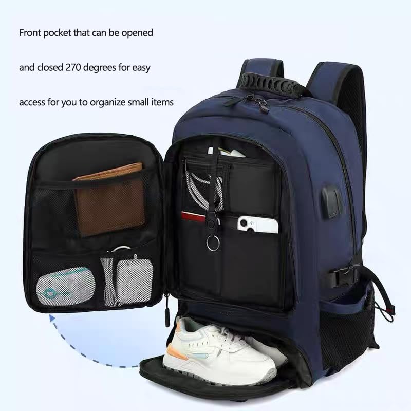 DUSLANG Travel laptop backpack, Extra Large 60L Traveling College Backpack,Large Capacity Backpack for Men Women,Fits 17 Inch Computer, USB Charging Port, Blue - color: 60l Blue