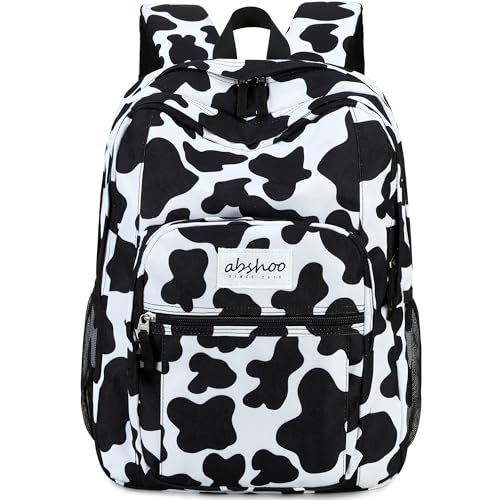 abshoo Classical Basic Cow Print Womens School Backpack For College Teen Girls Water Resistant Bookbag (Cow) - color: Cow, size: 16.5 Inc