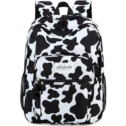 abshoo Classical Basic Cow Print Womens School Backpack For College Teen Girls Water Resistant Bookbag (Cow) - color: Cow, size: 16.5 Inc