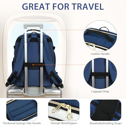 KROSER Laptop Backpack Large Computer Backpack Fits up to 17 Inch Laptop Water-Repellent 40L Travel Backpack Casual Daypack for Business/College/Women/Men-Beige/Haze Blue/Black - color: Beige/Haze Blue/Black