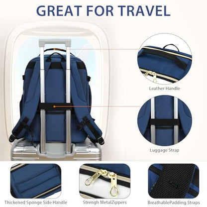 KROSER Laptop Backpack Large Computer Backpack Fits up to 17 Inch Laptop Water-Repellent 40L Travel Backpack Casual Daypack for Business/College/Women/Men-Beige/Haze Blue/Black - color: Beige/Haze Blue/Black