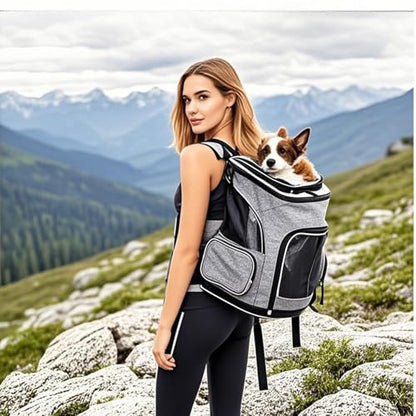 Cat Carrier Backpack, Airline Approved Expandable Pet Carrier, Breathable Mesh Backpack for Small Dogs & Medium Cats Hiking Camping Travel (Gray) - color: Gray