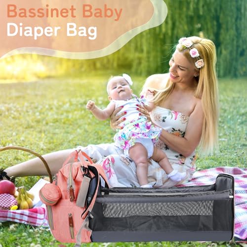 GurZinn Diaper Bag Backpack with Changing Station Portable 3 in 1 Multifunction Backpack Travel mommy bag Stroller Pink - color: Pink