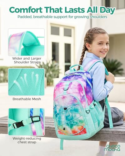 Choco Mocha Girls School Backpack with Lunch Box, Daisy Black Backpack Set for Teen Girls 18 Inch Backpacks, 3 Pcs - color: Midnight Daisy
