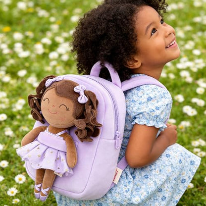 Gloveleya Toddler Backpack Baby Ballerina Girl Gifts Plush Curly Hair Ballet Backpack - Black Purple 9 inches - color: A02 Black Purple Backpack, size: 9 inches