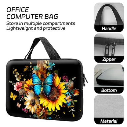14 15 15.4 15.6 inch Laptop Handle Bag Computer Bag, Pouch Holder Notebook Sleeve Cover Soft Case Compatible for Dell,Lenovo,Toshiba HP, Asus Notebook-Blue Butterfly on Flowers - color: Blue Butterfly on Flowers