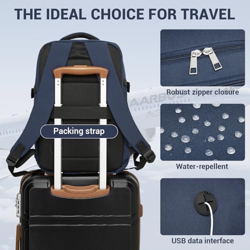 Kono 20L Casual Daypack, 40×20×25 cm, Airline Approved, 15.6" waterproof Laptop Backpack for Men & Women – Navy - color: Navy