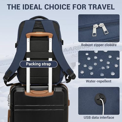 Kono 20L Casual Daypack, 40×20×25 cm, Airline Approved, 15.6" waterproof Laptop Backpack for Men & Women – Navy - color: Navy