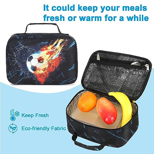 LEDAOU Lunch Bag Kids Insulated Lunch Box Boys Girls Insulated Reusable Lunch Bag for School Picnic Hiking (Soccer) - color: Soccer