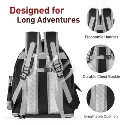 Cat Backpack Carrier with Large Space Bubble Window, Airline Approved Breathable Pet Carrier for Small Dogs Cats up to 15lbs, Foldable for Travel Hiking & Outdoor Use - color: Black