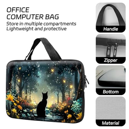 14 15 15.4 15.6 inch Laptop Handle Bag Computer Bag, Pouch Holder Notebook Sleeve Cover Soft Case Compatible for Dell,Lenovo,Toshiba HP, Asus Notebook-Glowing Path Black Cat - color: Glowing Path Black Cat