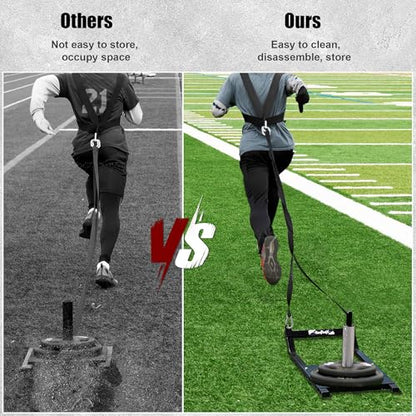 GanFindX Weight Sled, Workout Sled, Fitness Strength Training Sled for Athletic Exercise and Speed Improvement, Suitable for 1" and 2" Weight Plates - color: Gray
