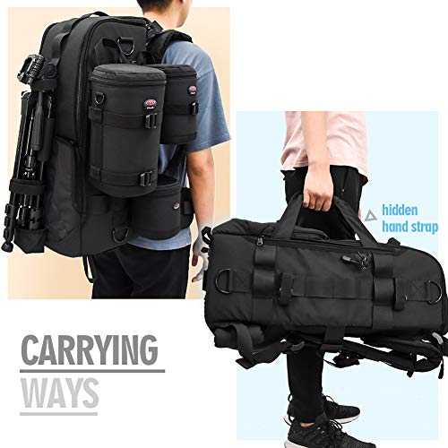 22L Large Professional DSLR Camera Backpack & Laptop Travel Camera Bag with Rain Cover for Digital Cameras, Tablet, Lens Kit for Full Frame Mirrorless Digital Camera - size: 22L