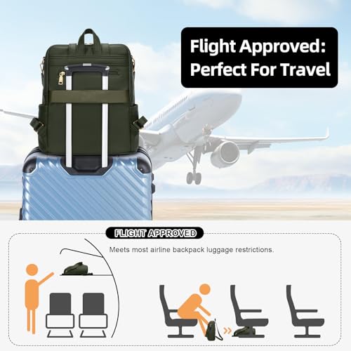 KKXIU Backpack Purse for Women - PU Leather Ladies Backpack for Daily with Anti-Theft Lock Pocket, Small Daypack with Luggage Strap & Water Bottle Pockets (Green) - color: Green