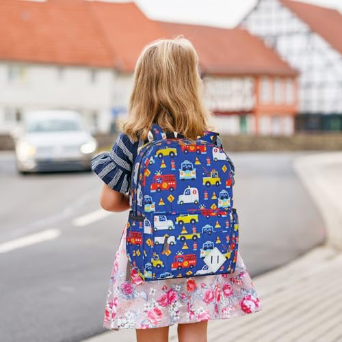 Kids Backpack for Girls Boys - 15 Inch Cute Cars Little Kids Backpack Waterresistant Toddler Preschool Kindergarten School Bag for Aged 3-8, Dark Blue - color: Dark Blue
