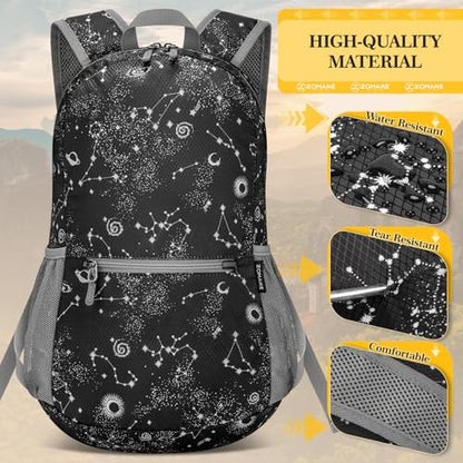 ZOMAKE Ultra Lightweight Hiking Backpack 20L, Packable Small Backpacks Water Resistant Daypack for Women Men(Star Print) - color: Star Print